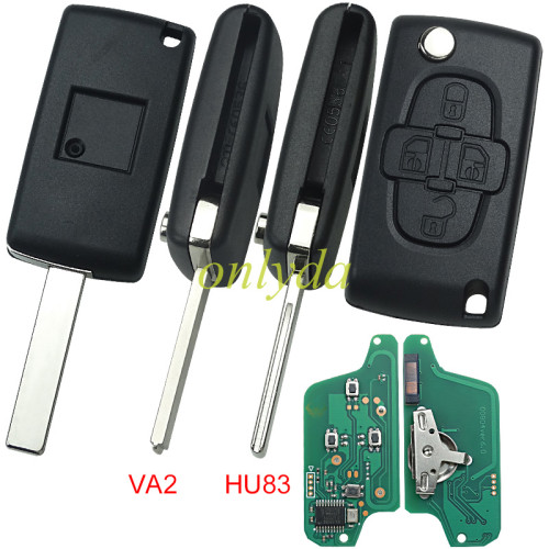 For Peugeot 4B Flip  Remote Key CE0523  433mhz  (battery on PCB) with ASK model  PCF7941  46 chip