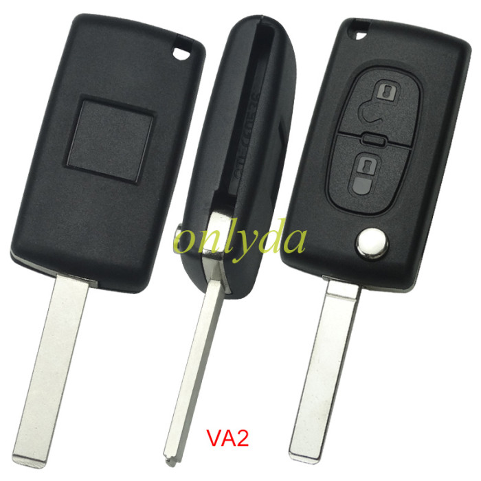For Peugeot CE0536 2 Button Flip  Remote Key with 46 chip PCF7961 FSK model  with VA2 and HU83 blade , please choose the key shell