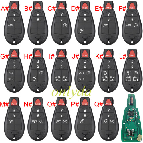 For Chrysler  remote key with 434mhz with PCF7961(Hitag2) chip for Jeep Cherokee 2014-2019 Fobik FCCID GQ4-53T , totally 11 model key shell,  please choose which shell you need