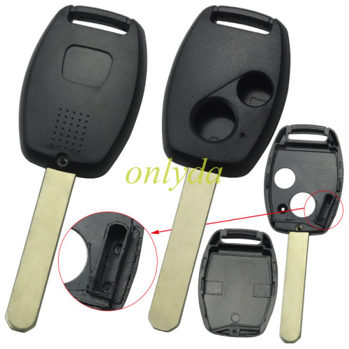For Stronger Honda upgrade 2 buttons remote key shell （With chip slot place) with badge
