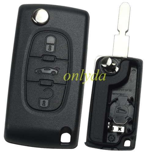 For Citroen 406 3 button remote key blank with  trunk button with battery clamp
