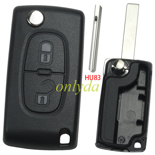 For  Peugeot 407 2 buttons  flip key shell with genuine factory high quality the blade is HU83 model - HU83-SH2- no battery place