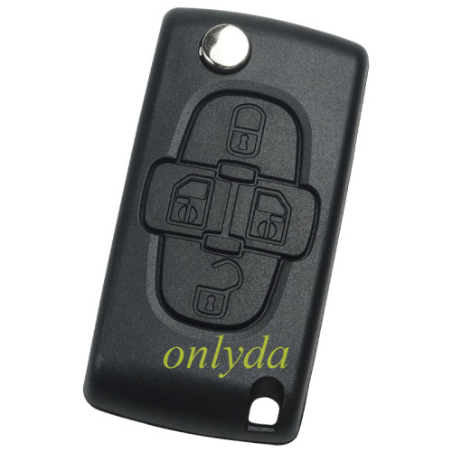 For  Peugeot 4 button remote key blank with battery holder ,HU83-SH4