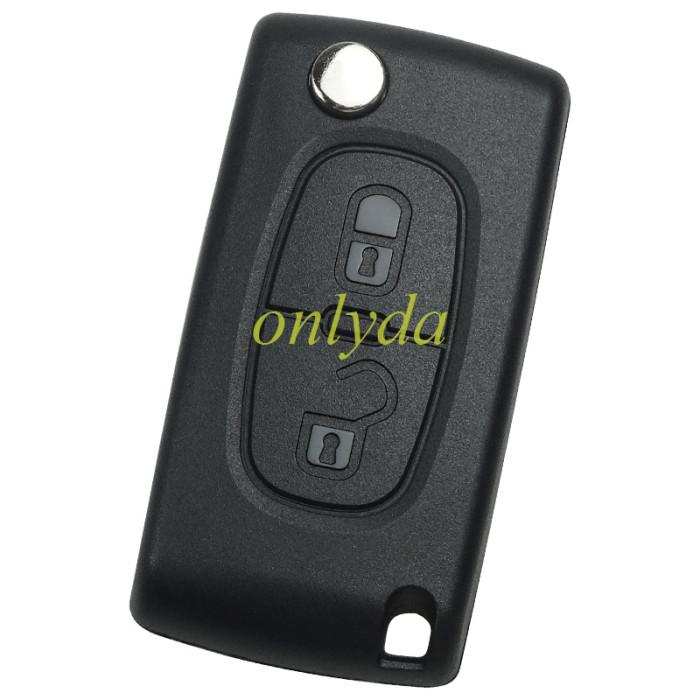 For  Peugeot 407 2 buttons  flip key shell with genuine factory high quality the blade is HU83 model - HU83-SH2- with battery place（ flat back cover or square logo place on the back ）
