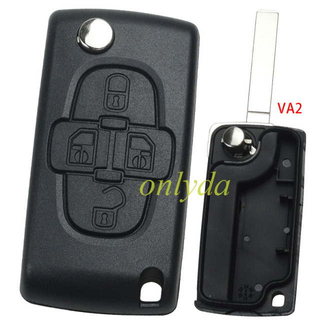 For 4B flip remote key blank with VA2 307 blade without battery place the model is VA2-SH4-no battery place（ flat back cover or square logo place on the back ）