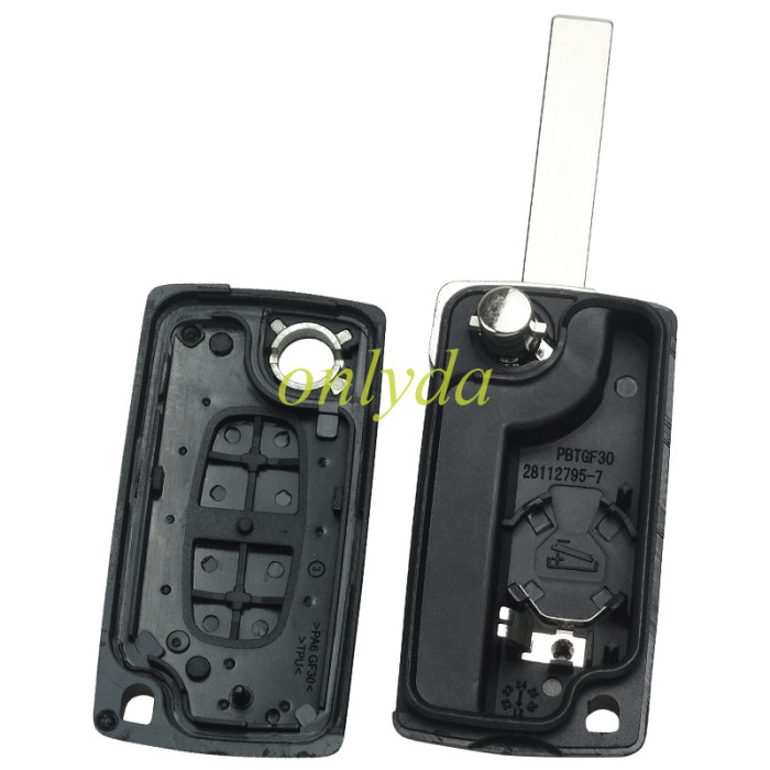 For Citroen 407 2 buttons  flip key shell with battery clamp