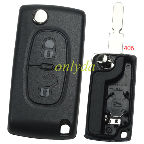 For Citroen 406 2 buttons  flip key shell  NE78-SH2- with battery place