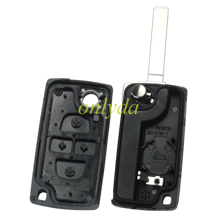For  Peugeot 4 button remote key blank with battery  the model is VA2-SH4