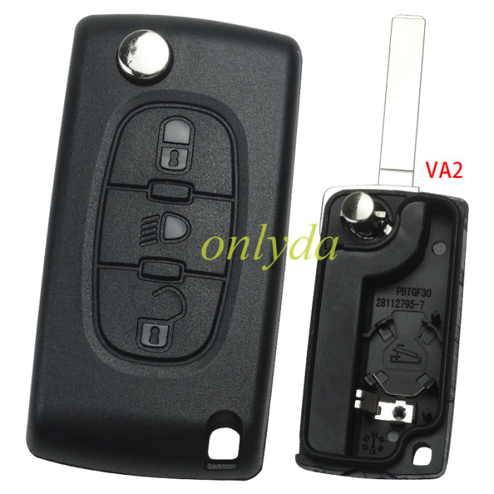 For  VA2-SH3-Light- with battery place  3- button  flip key shell with light button 307 blade（ flat back cover or square logo place on the back ）