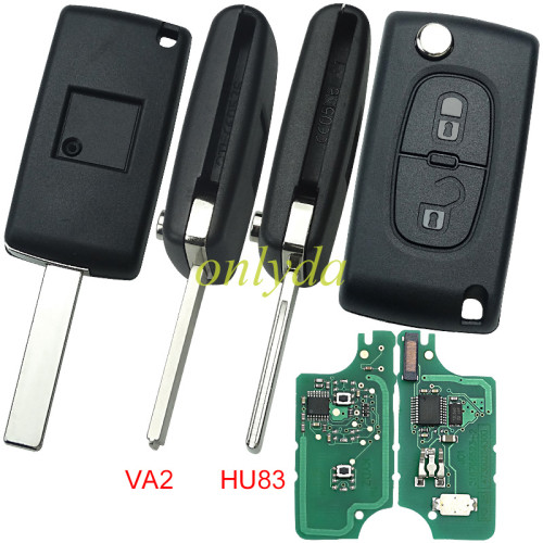 KYDZ Brand Peugeot CE0536 2 Button Flip  Remote Key  ASK model  with VA2 and HU83 blade , please choose the key shell ， with 46 chip