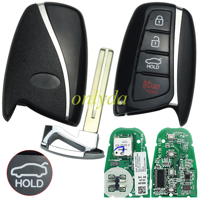 For Hyundai 3+1 button original remote key 434MHZ 4D70+dst40 Model:SEKSHG10B0B KCC:SCK-SEKSHG10B0B CMIIT ID: 2011DJ0456 smart car key for 2010 2011 Hyundai Grandeur 4D60 95440-3V035