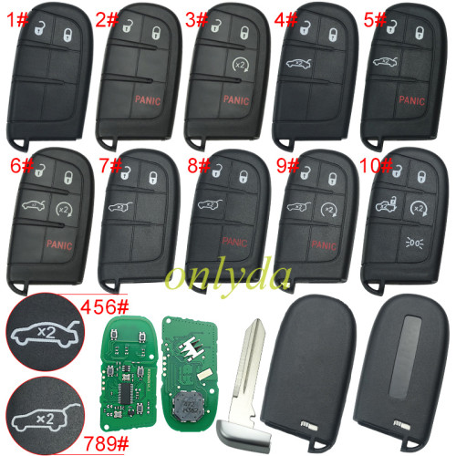 For Chrysler keyless  remote key with 434mhz with PCF7945/7953   HITAG2 chip with 2/2+1/3/3+1/4+1 button key shell , please choose