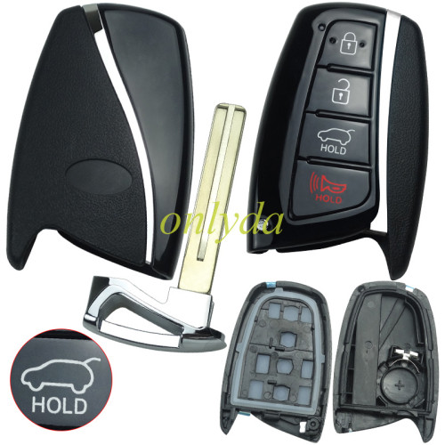 For Hyundai 3+1 button remote key black with blade Install the original PCB