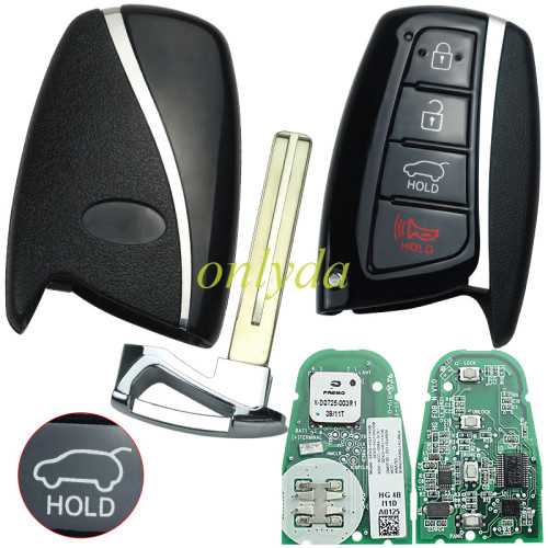 original Hyundai 3+1 button remote key 434mhz with  8A 128 BIT Toyota H chip  Model: Seks-HG11A0B Kcc-CRM-SCK-SEKS-HG11AOB   CMIIT ID:2011DJ4896 Hyundai Azera Grandeur 2012 + Genuine board Smart Key  95440-3V035