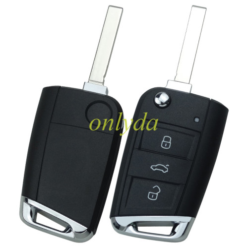 For VW 3 button flip remote key blank with HU162Tblade