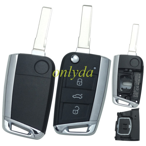 For  VW Gof7 3 button remote key shell with Hu66 blade