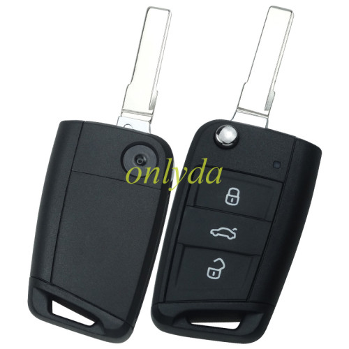 For VW 3 button flip remote key blank with HU66 blade， the pin hole is same as original shell