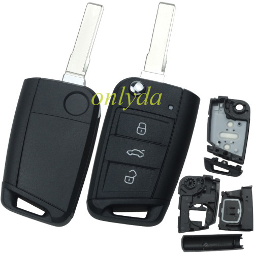 For  VW Golf 7 3 button remote key shell with HU66 blade