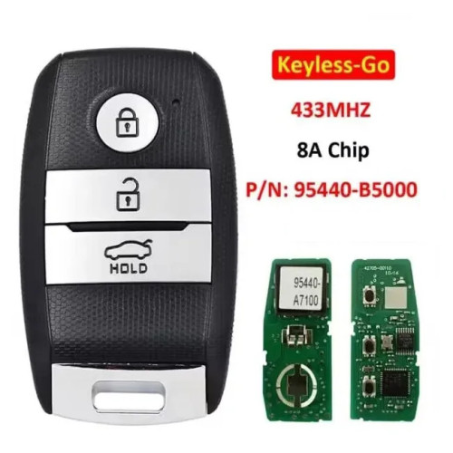 Aftermarket for Kia Keyless-Go 3 button remote key with 433mhz with  8A chip   PN:95440-B5000