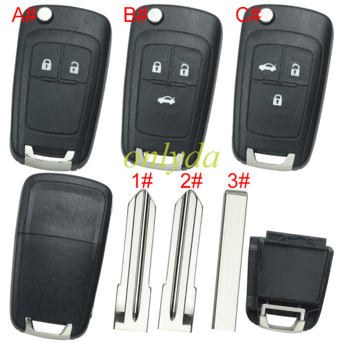 For  Chevrolet  remote key shell replacement  without battery clamp with cross logo place,   pls choose the button and blade