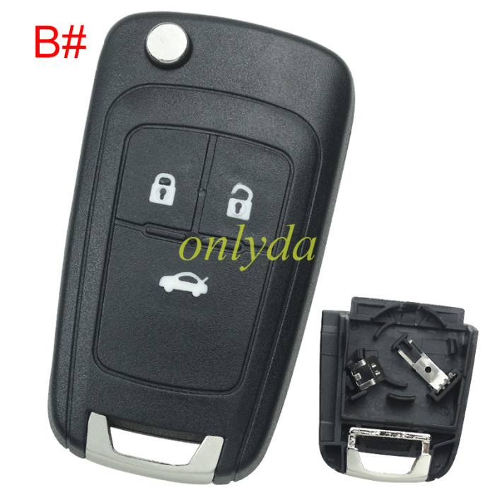 For Chevrolet  remote key shell replacement  with battery clamp with square logo place,   pls choose the button and blade