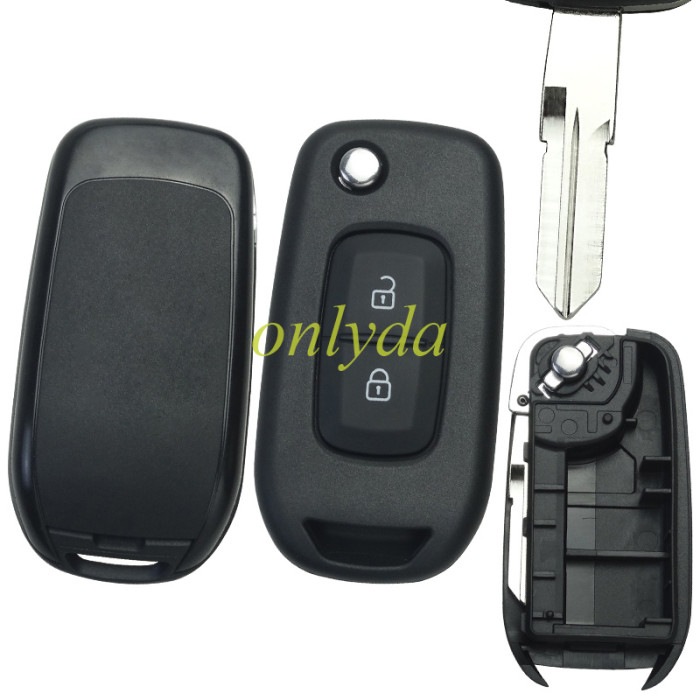 For Renault 2 button flip remote key blank, with badge