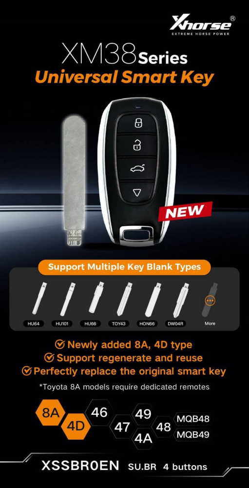 Xhorse  Universal Smart key XM38 for  Subaru model 4 Buttons   PN: XSSBR0EN