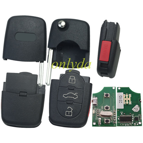 For Audi 3+1 button remote key 315MHZ PN:4DO 837 231G