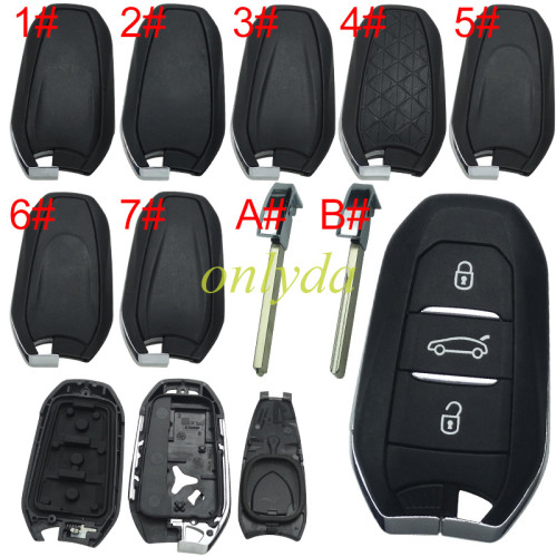 For Peugeot 3 button remote key blank with trunk button,pls choose the model and blade?