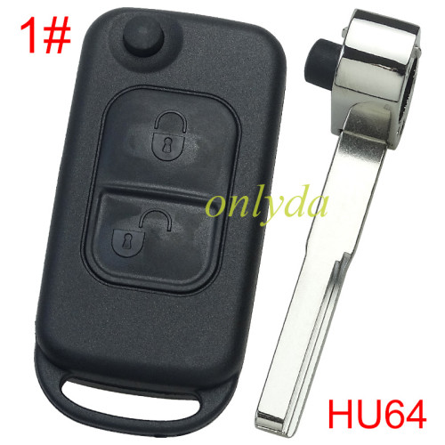 For Benz Flip Remote key Shell with HU64 blade, pls choose the button