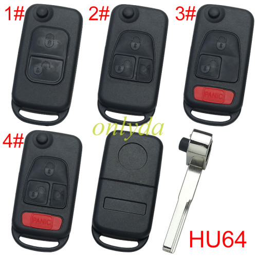 For Benz Flip Remote key Shell with HU64 blade, pls choose the button