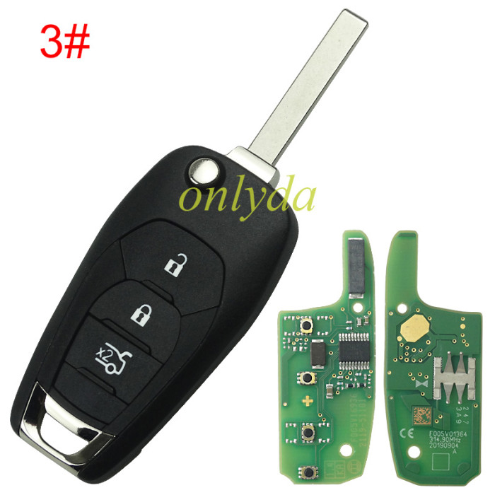 For Chevrolet original 2/3/4 button remote key  with 7961A chip-434mhz,The original PCB , aftermarket key shell (Please choose key shell )