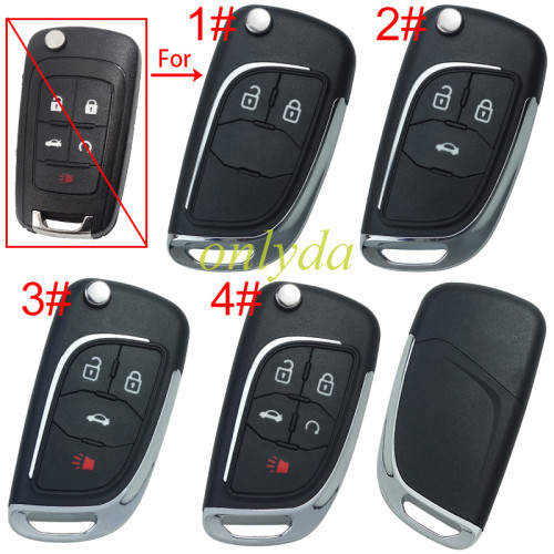 For Chevrolet modified folding remote  key shell  HU100 blade，with cross badge place, pls choose the button