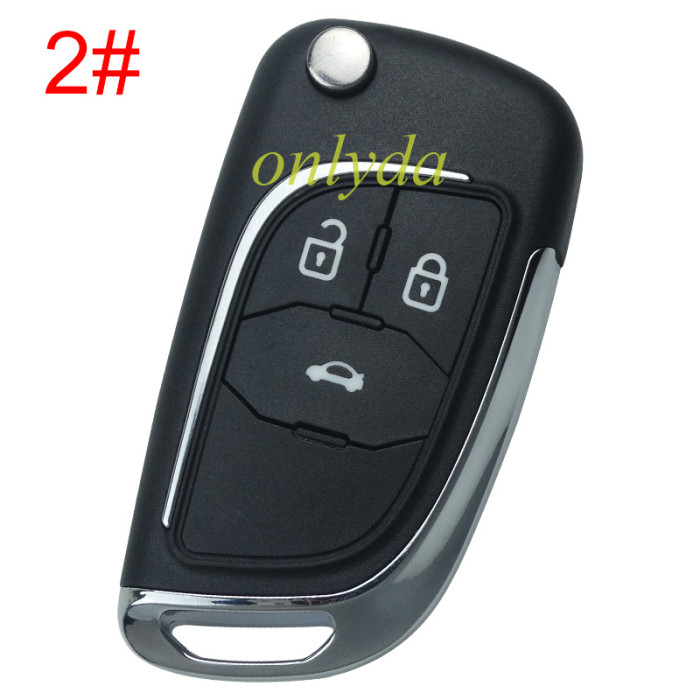 For Chevrolet modified folding remote  key shell  HU100 blade，with round  badge place, pls choose the button