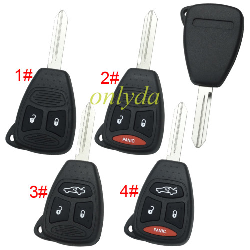 Copy For Chrysler remote  key shell with badge place, pls choose the button