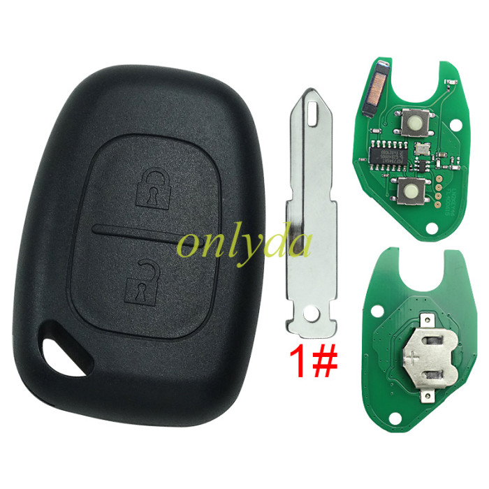 For Renault:Kangoo II, Master II,Traffic II Opel:Vivaro,Movano 2 button remote key with original PCF7946AT-433mhz  before 2000 year ,please choose the blade 