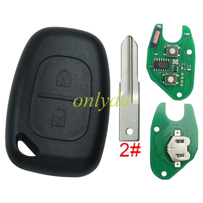 For Renault:Kangoo II, Master II,Traffic II Opel:Vivaro,Movano 2 button remote key with original PCF7946AT-433mhz  before 2000 year ,please choose the blade 