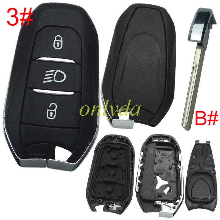 For Opel remote key shell without badge, pls choose the button and blade