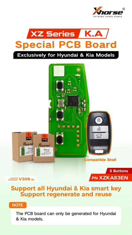 Only PCB Board Xhorse smart remote key for Hyundai/Kia model 3Button  PN: XZKA83EN