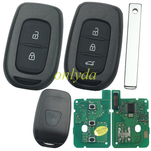 For Renault  Dacia 2 / 3 button remote key with PCF7961M(HITAG AES) 4A chip，434mhz  FSK ， blade VA2 please choose the button