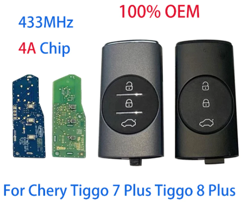 Original Chery Smart 3Button Remote Key with  4A chip 434Mhz, for Chery Tiggo Chery 7 Plus 8 Plus   Green PCB / Blue PCB