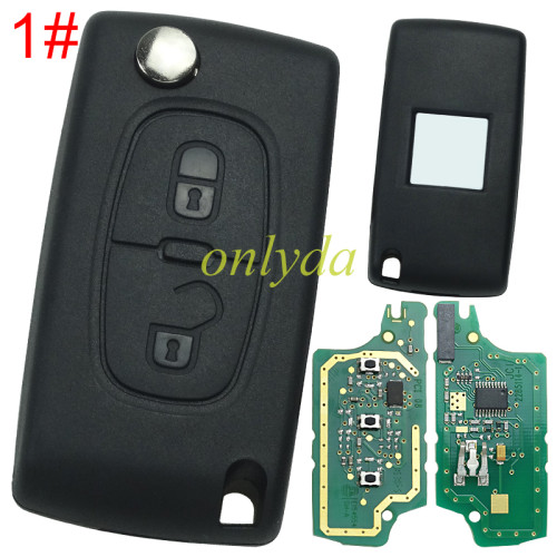 Original 100%new brand Peugeot 2 /3 Button Flip  Remote Key with 46 chip FSK model 433mhz NO blade