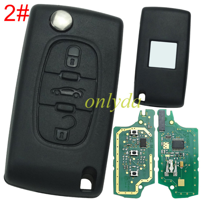 Original 100%new brand Peugeot 2 /3 Button Flip  Remote Key with 46 chip FSK model 433mhz NO blade