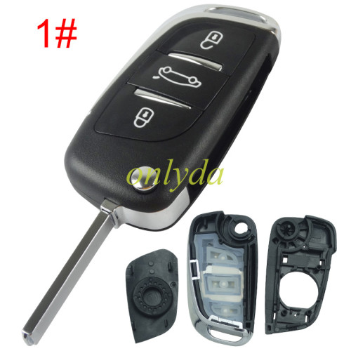 For Peugeot 3 button remote key shell with badge, pls choose the blade HU83/VA2