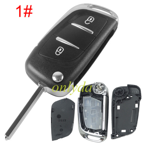 For Peugeot modified 2 button remote key shell without battery clamp with badge place, pls choose the blade type  1#-VA2 2#-HU83 3#-NE73