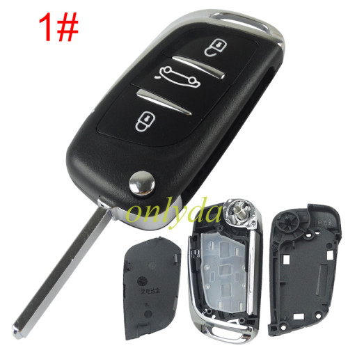 For Peugeot modified 3 button remote key shell without battery clamp with badge place, pls choose the blade type  1#-VA2 2#-HU83 3#-NE73