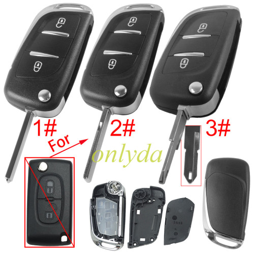 For Citroen modified 2 button remote key shell without battery clamp without badge place, pls choose the blade type  1#-VA2 2#-HU83 3#-NE73