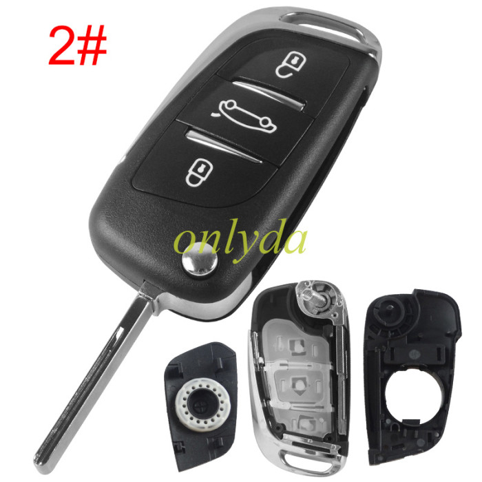 For Peugeot 3 button remote key shell without badge, pls choose the blade type 1#-VA2 2#-HU83 3#-NE73