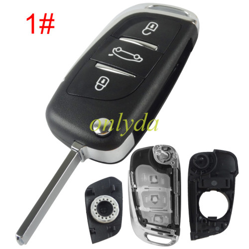 For Citroen 3 button remote key shell without badge, pls choose the blade type 1#-VA2 2#-HU83 3#-NE73