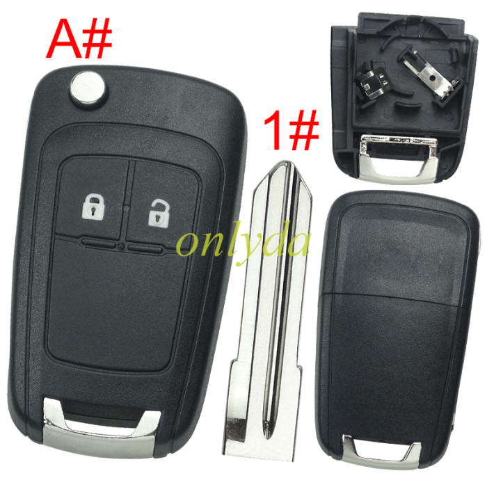 For Chevrolet  remote key shell replacement  with battery clamp with cross logo place,   pls choose the button and blade